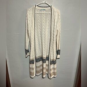 Maurices Cream and Gray Cardigan Sweater